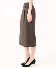F1HJD31160 MK MICHEL KLEIN(小さいサイズ)(メゾン ドゥ サンク) 【小さいサイズ】[洗える]グレンチェック柄タイトスカート ブラウン