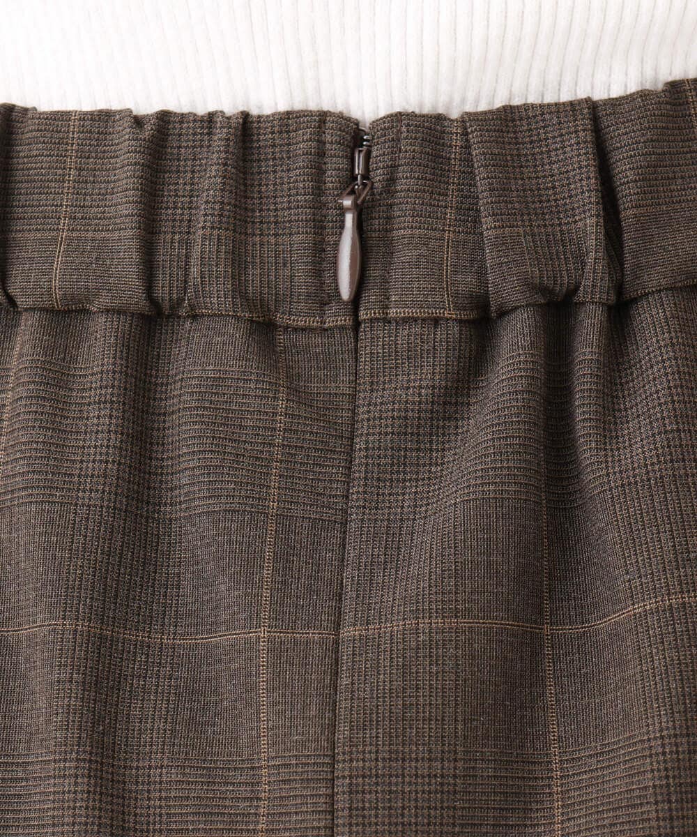F1HJD31160 MK MICHEL KLEIN(小さいサイズ)(メゾン ドゥ サンク) 【小さいサイズ】[洗える]グレンチェック柄タイトスカート ブラウン