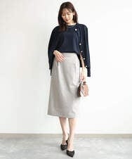 F1HJD31160 MK MICHEL KLEIN(小さいサイズ)(メゾン ドゥ サンク) 【小さいサイズ】[洗える]グレンチェック柄タイトスカート ブラウン