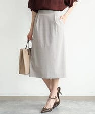 F1HJD31160 MK MICHEL KLEIN(小さいサイズ)(メゾン ドゥ サンク) 【小さいサイズ】[洗える]グレンチェック柄タイトスカート ブラウン