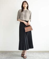 F1HJD32180 MK MICHEL KLEIN(小さいサイズ)(メゾン ドゥ サンク) 【小さいサイズ】[洗える]オーガンジープリーツスカート ブラック
