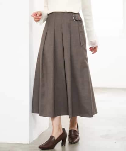 F1HJD40180 MK MICHEL KLEIN(小さいサイズ) 【小さいサイズ】[洗える]グレンチェック柄ラップ風タックスカート
