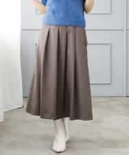 F1HJD40180 MK MICHEL KLEIN(小さいサイズ)(メゾン ドゥ サンク) 【小さいサイズ】[洗える]グレンチェック柄ラップ風タックスカート ブラウン