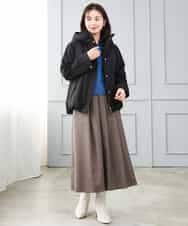 F1HJD40180 MK MICHEL KLEIN(小さいサイズ)(メゾン ドゥ サンク) 【小さいサイズ】[洗える]グレンチェック柄ラップ風タックスカート ブラウン