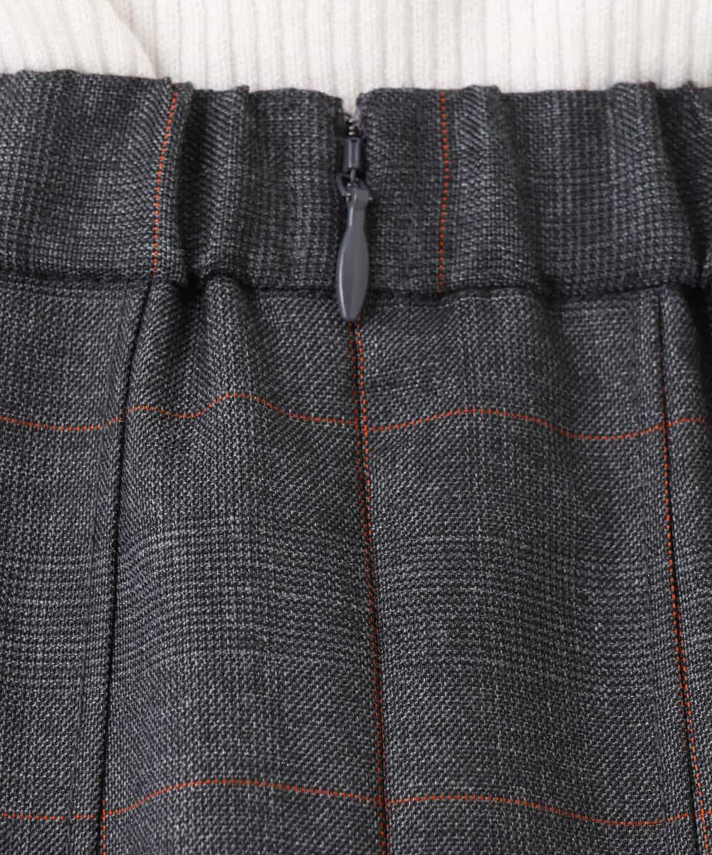 F1HJD40180 MK MICHEL KLEIN(小さいサイズ)(メゾン ドゥ サンク) 【小さいサイズ】[洗える]グレンチェック柄ラップ風タックスカート ダークグレー