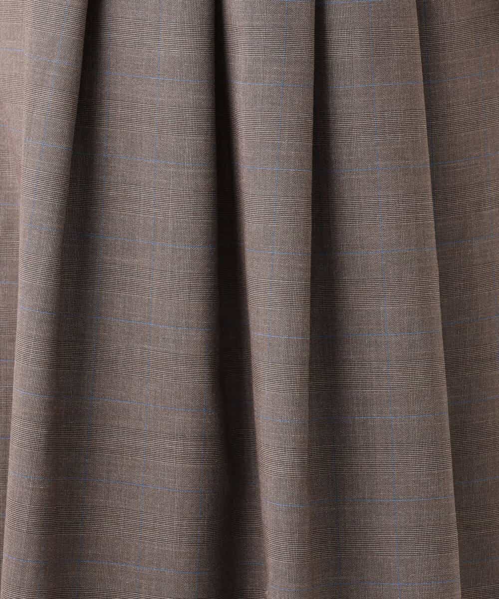 F1HJD40180 MK MICHEL KLEIN(小さいサイズ)(メゾン ドゥ サンク) 【小さいサイズ】[洗える]グレンチェック柄ラップ風タックスカート ダークグレー