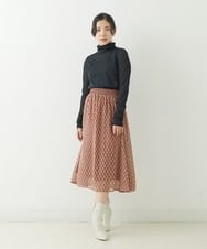 F1HJP07140 MK MICHEL KLEIN(小さいサイズ)(メゾン ドゥ サンク) 【小さいサイズ】クラシカルダイヤ柄シフォンスカート/洗える オレンジ