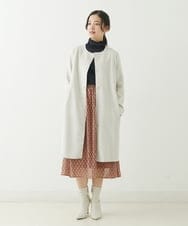 F1HJP07140 MK MICHEL KLEIN(小さいサイズ)(メゾン ドゥ サンク) 【小さいサイズ】クラシカルダイヤ柄シフォンスカート/洗える オレンジ