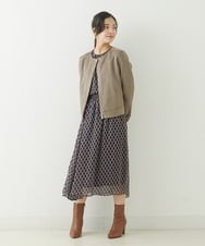 F1HJP07140 MK MICHEL KLEIN(小さいサイズ)(メゾン ドゥ サンク) 【小さいサイズ】クラシカルダイヤ柄シフォンスカート/洗える オレンジ