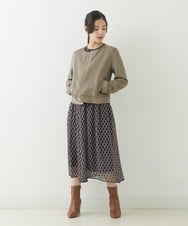 F1HJP07140 MK MICHEL KLEIN(小さいサイズ)(メゾン ドゥ サンク) 【小さいサイズ】クラシカルダイヤ柄シフォンスカート/洗える オレンジ