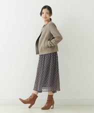 F1HJP07140 MK MICHEL KLEIN(小さいサイズ)(メゾン ドゥ サンク) 【小さいサイズ】クラシカルダイヤ柄シフォンスカート/洗える オレンジ
