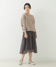 F1HJP07140 MK MICHEL KLEIN(小さいサイズ)(メゾン ドゥ サンク) 【小さいサイズ】クラシカルダイヤ柄シフォンスカート/洗える オレンジ