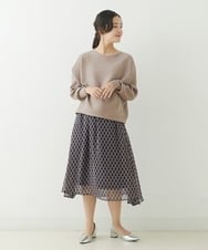 F1HJP07140 MK MICHEL KLEIN(小さいサイズ)(メゾン ドゥ サンク) 【小さいサイズ】クラシカルダイヤ柄シフォンスカート/洗える オレンジ