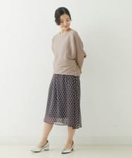 F1HJP07140 MK MICHEL KLEIN(小さいサイズ)(メゾン ドゥ サンク) 【小さいサイズ】クラシカルダイヤ柄シフォンスカート/洗える オレンジ