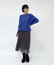 F1HJP07140 MK MICHEL KLEIN(小さいサイズ)(メゾン ドゥ サンク) 【小さいサイズ】クラシカルダイヤ柄シフォンスカート/洗える オレンジ