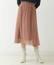 F1HJP07140 MK MICHEL KLEIN(小さいサイズ)(メゾン ドゥ サンク) 【小さいサイズ】クラシカルダイヤ柄シフォンスカート/洗える オレンジ