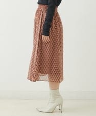 F1HJP07140 MK MICHEL KLEIN(小さいサイズ)(メゾン ドゥ サンク) 【小さいサイズ】クラシカルダイヤ柄シフォンスカート/洗える オレンジ
