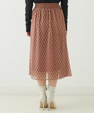 F1HJP07140 MK MICHEL KLEIN(小さいサイズ)(メゾン ドゥ サンク) 【小さいサイズ】クラシカルダイヤ柄シフォンスカート/洗える オレンジ