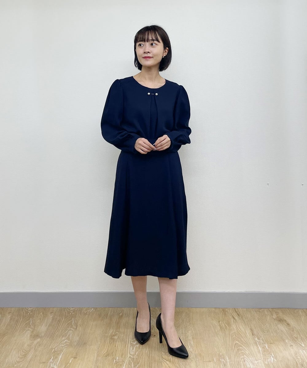 F1HJP39150 MK MICHEL KLEIN(小さいサイズ)(メゾン ドゥ サンク) 【小さいサイズ】セミマーメイドスカート/洗える ネイビー