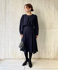 F1HJP39150 MK MICHEL KLEIN(小さいサイズ)(メゾン ドゥ サンク) 【小さいサイズ】セミマーメイドスカート/洗える ネイビー