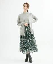 F1HJS07140 MK MICHEL KLEIN(小さいサイズ)(メゾン ドゥ サンク) 【小さいサイズ】アートフラワープリントシフォンスカート/丈の長さが選べる/洗える グリーン