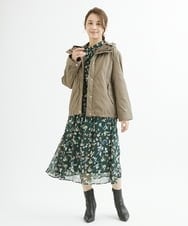 F1HJS07140 MK MICHEL KLEIN(小さいサイズ)(メゾン ドゥ サンク) 【小さいサイズ】アートフラワープリントシフォンスカート/丈の長さが選べる/洗える グリーン