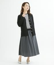 F1HJS32150 MK MICHEL KLEIN(小さいサイズ)(メゾン ドゥ サンク) 【小さいサイズ】ギャザーフレアスカート/洗える オリーブ