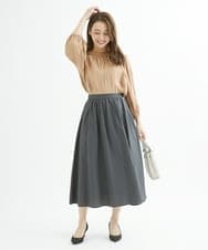 F1HJS32150 MK MICHEL KLEIN(小さいサイズ)(メゾン ドゥ サンク) 【小さいサイズ】ギャザーフレアスカート/洗える オリーブ