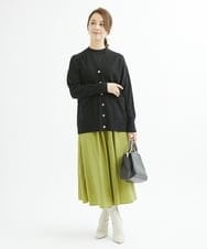 F1HJS32150 MK MICHEL KLEIN(小さいサイズ)(メゾン ドゥ サンク) 【小さいサイズ】ギャザーフレアスカート/洗える オリーブ