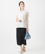 F1HJV01140 MK MICHEL KLEIN(小さいサイズ)(メゾン ドゥ サンク) 【小さいサイズ】ポコポコナロースカート/洗える ブラック