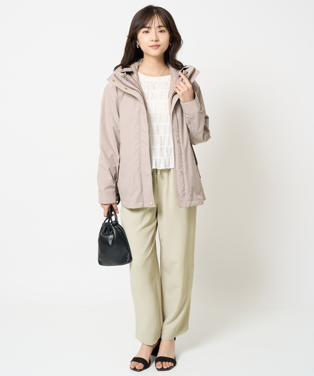 F1JAA35310 MK MICHEL KLEIN(小さいサイズ)(メゾン ドゥ サンク) 【小さいサイズ】ダウンライナー付きマルチwayブルゾン/撥水加工 ベージュ