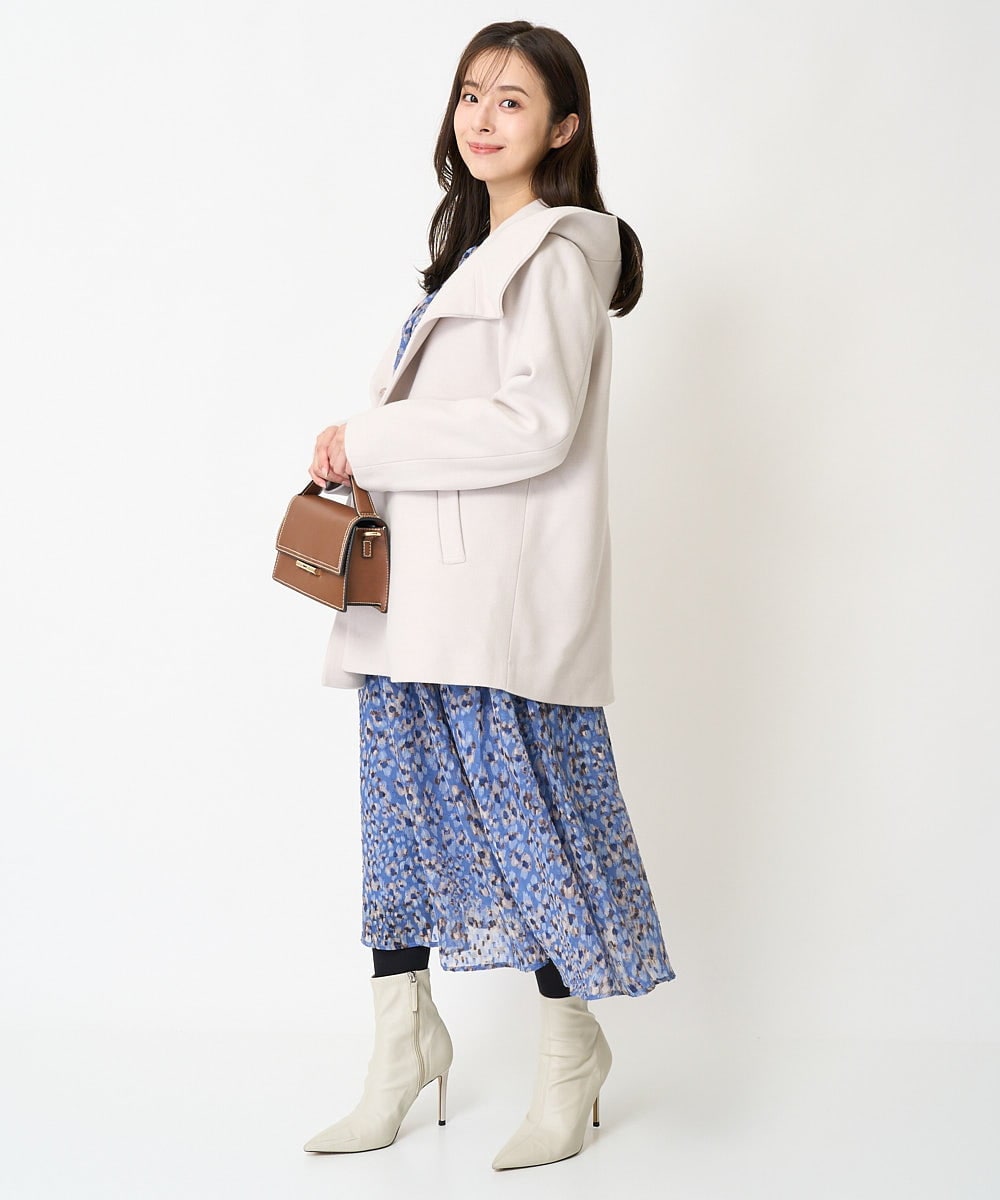F1JAA42330 MK MICHEL KLEIN(小さいサイズ)(メゾン ドゥ サンク) 【小さいサイズ】ミドル丈メルトンコート モカ
