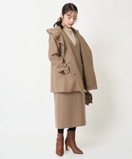 F1JAA42330 MK MICHEL KLEIN(小さいサイズ)(メゾン ドゥ サンク) 【小さいサイズ】ミドル丈メルトンコート モカ