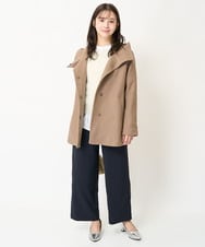 F1JAA42330 MK MICHEL KLEIN(小さいサイズ)(メゾン ドゥ サンク) 【小さいサイズ】ミドル丈メルトンコート モカ