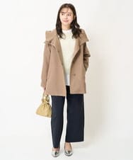 F1JAA42330 MK MICHEL KLEIN(小さいサイズ)(メゾン ドゥ サンク) 【小さいサイズ】ミドル丈メルトンコート モカ