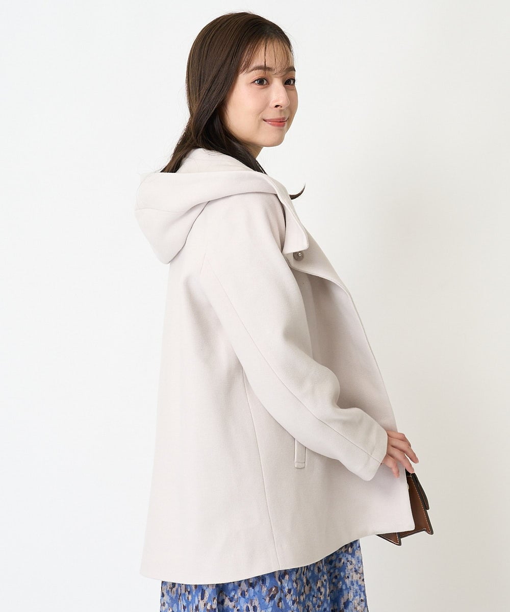 F1JAA42330 MK MICHEL KLEIN(小さいサイズ)(メゾン ドゥ サンク) 【小さいサイズ】ミドル丈メルトンコート モカ