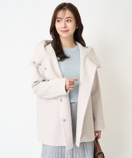 F1JAA42330 MK MICHEL KLEIN(小さいサイズ)(メゾン ドゥ サンク) 【小さいサイズ】ミドル丈メルトンコート ライトグレー
