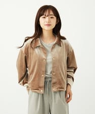 F1JAD31230 MK MICHEL KLEIN(小さいサイズ)(メゾン ドゥ サンク) 【小さいサイズ】スノーベロア クロップドブルゾン/洗える ライトブラウン
