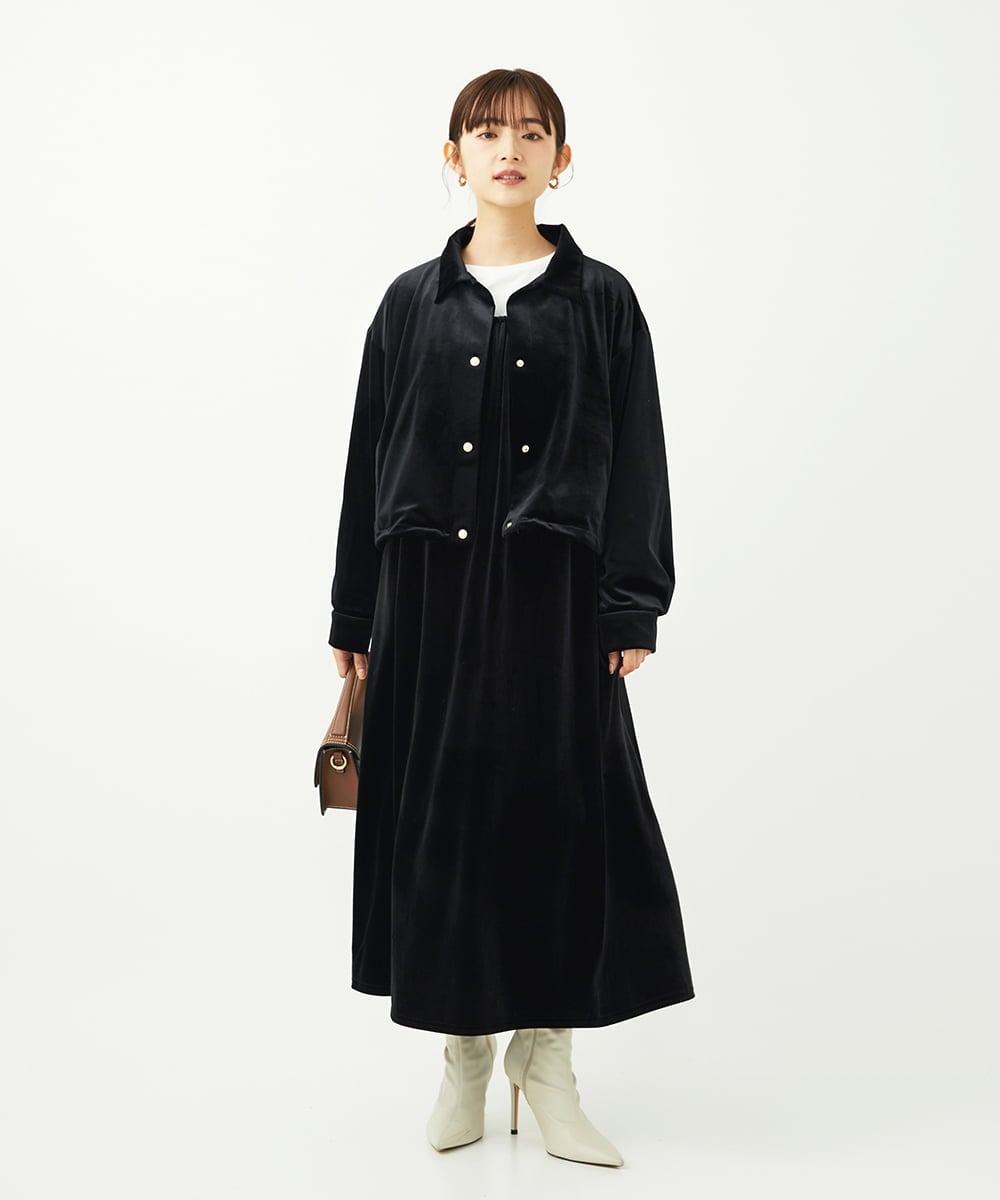 F1JAD31230 MK MICHEL KLEIN(小さいサイズ)(メゾン ドゥ サンク) 【小さいサイズ】スノーベロア クロップドブルゾン/洗える ライトブラウン