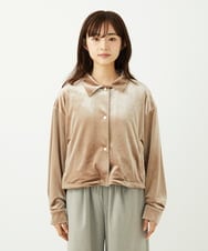 F1JAD31230 MK MICHEL KLEIN(小さいサイズ)(メゾン ドゥ サンク) 【小さいサイズ】スノーベロア クロップドブルゾン/洗える ライトブラウン
