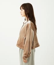 F1JAD31230 MK MICHEL KLEIN(小さいサイズ)(メゾン ドゥ サンク) 【小さいサイズ】スノーベロア クロップドブルゾン/洗える ライトブラウン