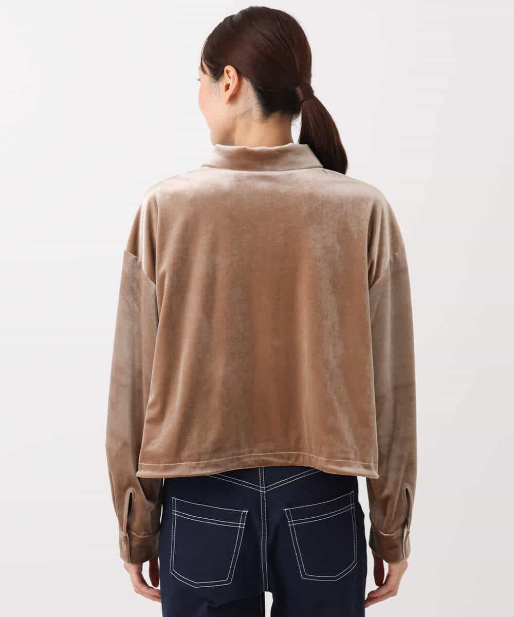 F1JAD31230 MK MICHEL KLEIN(小さいサイズ)(メゾン ドゥ サンク) 【小さいサイズ】スノーベロア クロップドブルゾン/洗える ライトブラウン