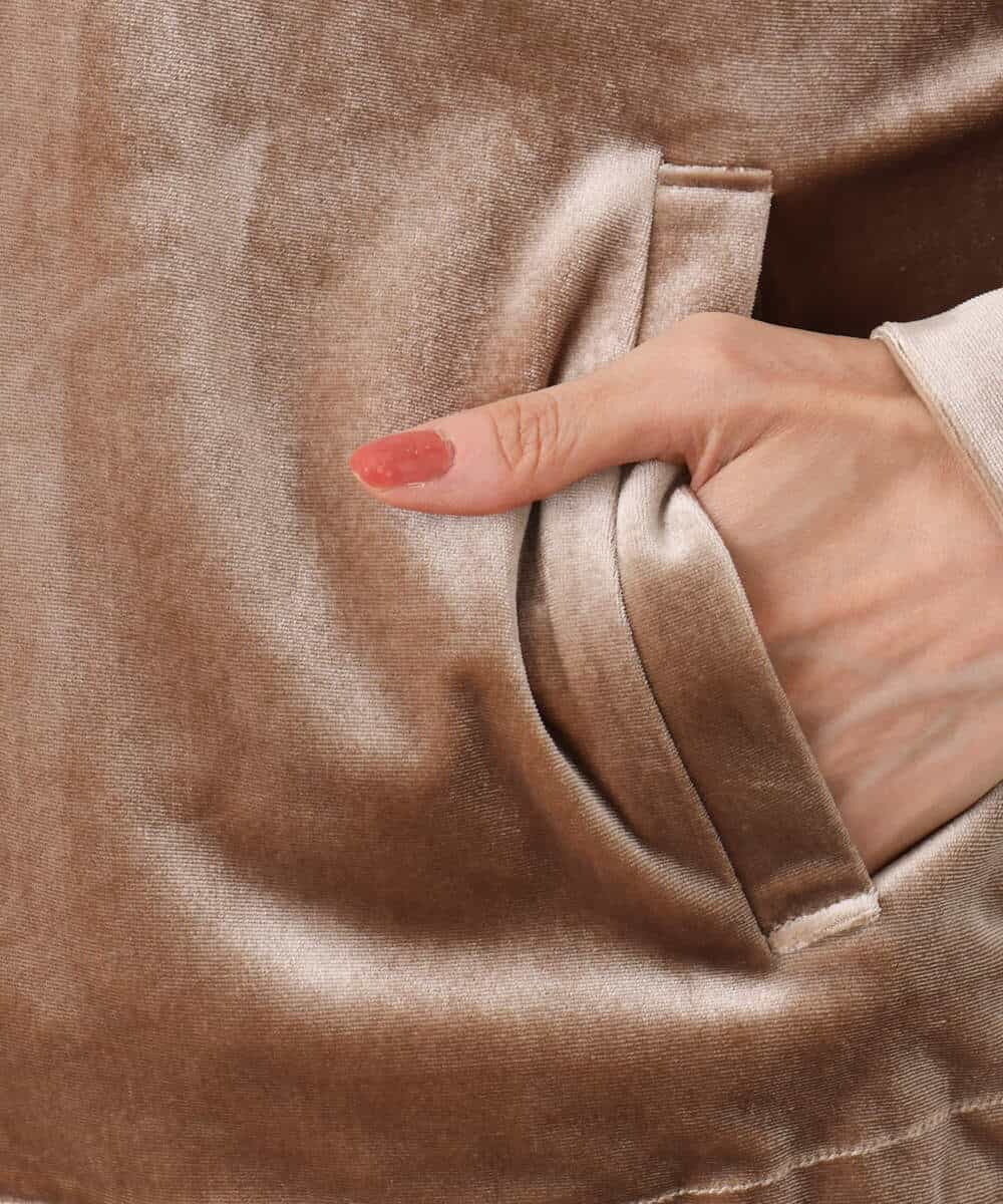 F1JAD31230 MK MICHEL KLEIN(小さいサイズ)(メゾン ドゥ サンク) 【小さいサイズ】スノーベロア クロップドブルゾン/洗える ライトブラウン