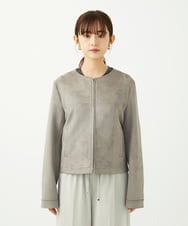 F1JAD32190 MK MICHEL KLEIN(小さいサイズ)(メゾン ドゥ サンク) 【小さいサイズ】フェイクスウェードショートブルゾン/洗える グレー