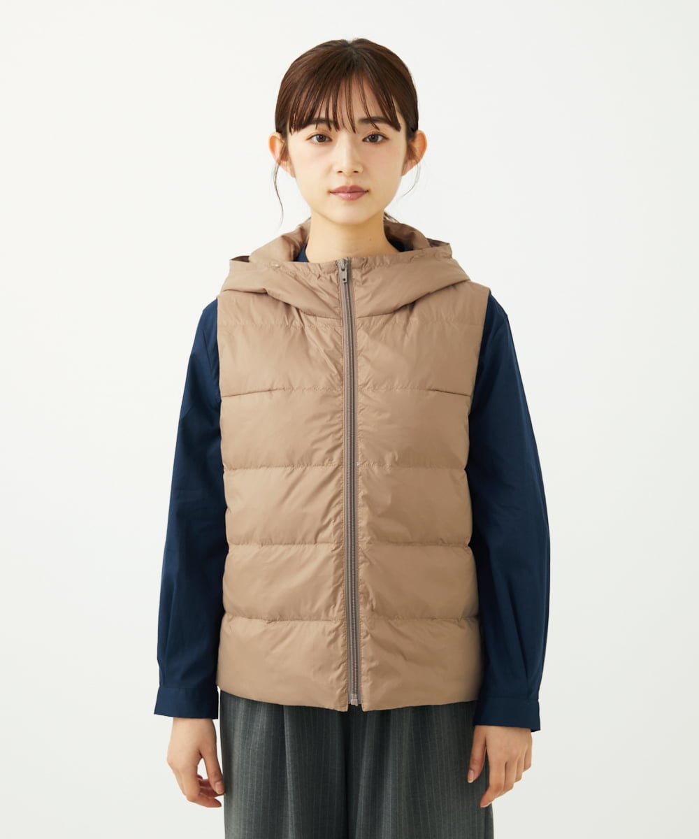 F1JAD35310 MK MICHEL KLEIN(小さいサイズ)(メゾン ドゥ サンク) 【小さいサイズ】ダウンライナー付きマルチwayブルゾン/撥水加工 モカ