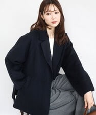 F1JAD40270 MK MICHEL KLEIN(小さいサイズ)(メゾン ドゥ サンク) 【小さいサイズ】スムースリバー ミドル丈コート ネイビー