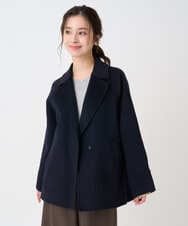 F1JAD40270 MK MICHEL KLEIN(小さいサイズ)(メゾン ドゥ サンク) 【小さいサイズ】スムースリバー ミドル丈コート ネイビー