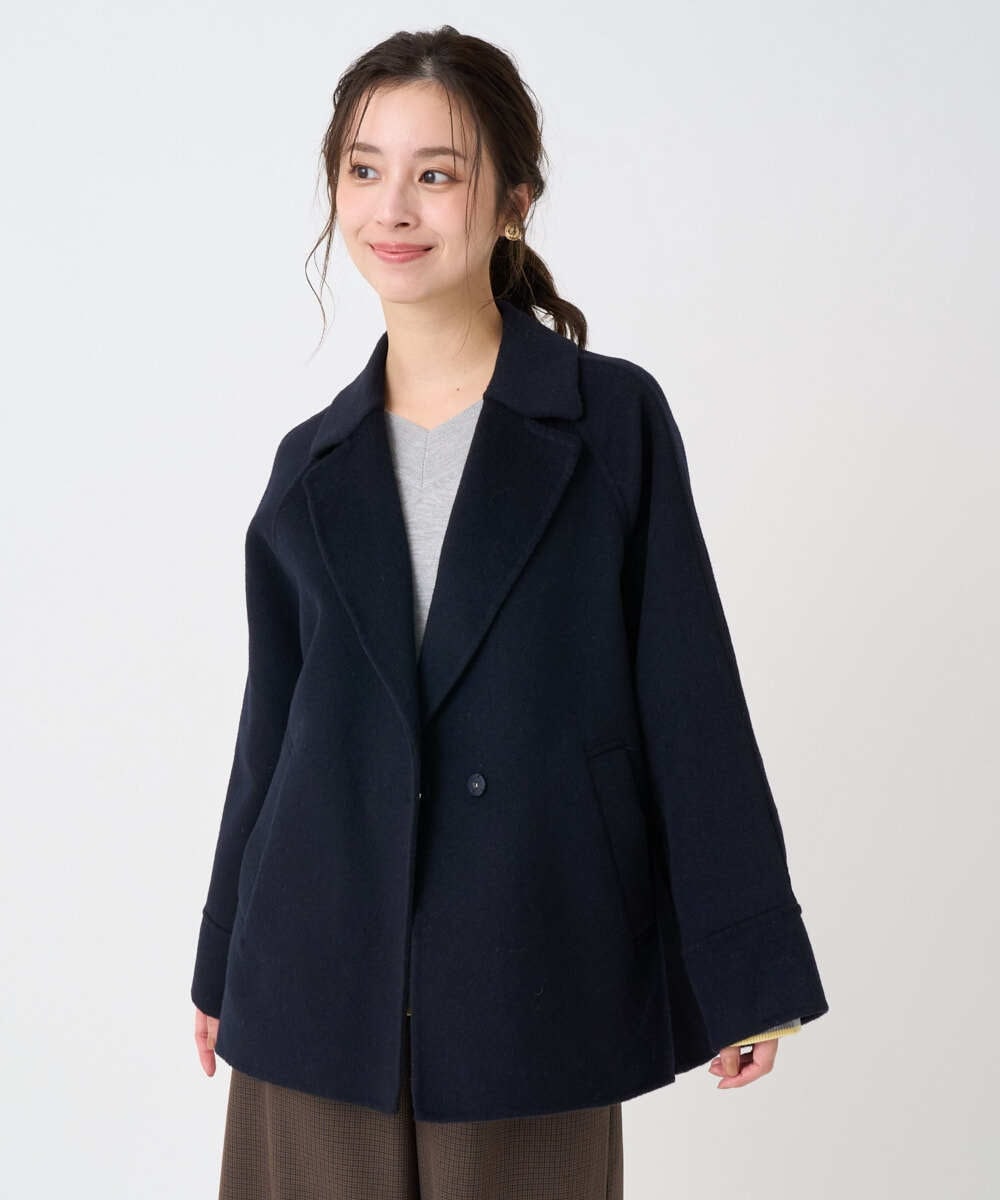 F1JAD40270 MK MICHEL KLEIN(小さいサイズ) 【小さいサイズ】スムースリバー ミドル丈コート