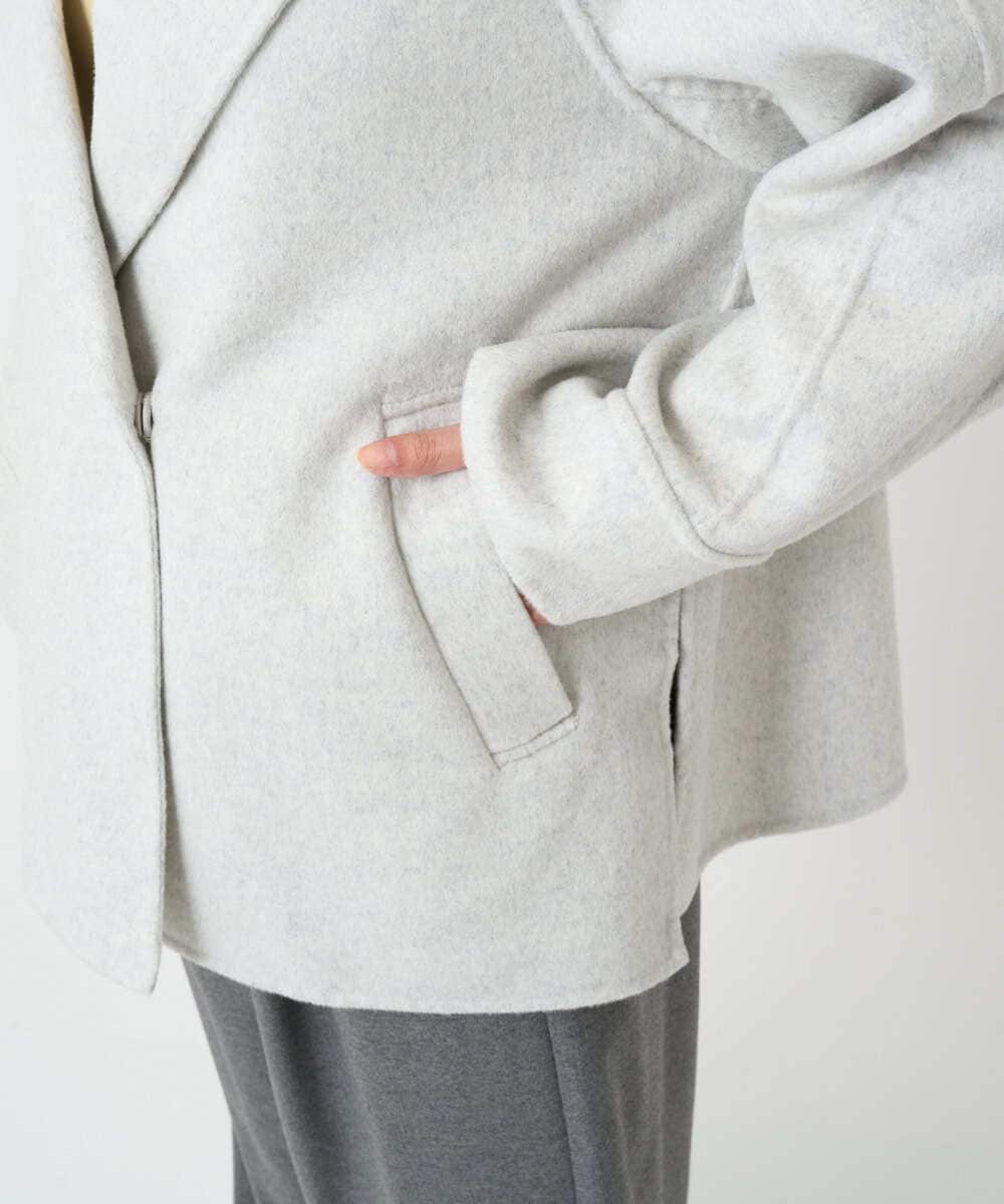 F1JAD40270 MK MICHEL KLEIN(小さいサイズ)(メゾン ドゥ サンク) 【小さいサイズ】スムースリバー ミドル丈コート ライトグレー