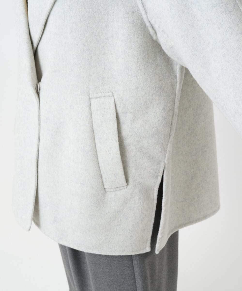 F1JAD40270 MK MICHEL KLEIN(小さいサイズ)(メゾン ドゥ サンク) 【小さいサイズ】スムースリバー ミドル丈コート ライトグレー